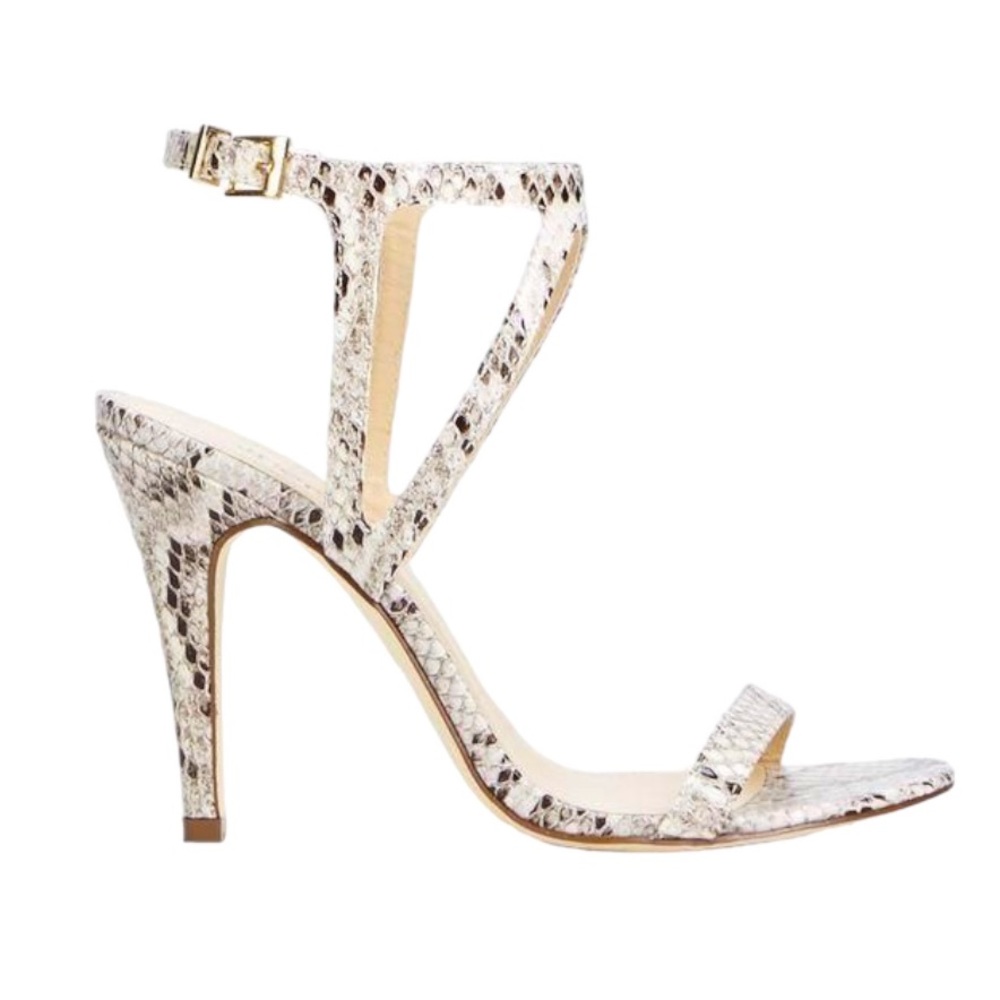 JustFab ‘Britty’ python strappy stilettos • size 10